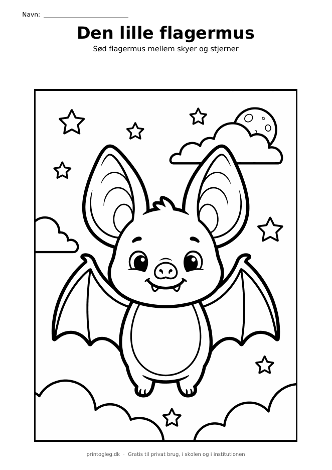 Flagermus malebillede – gratis til print