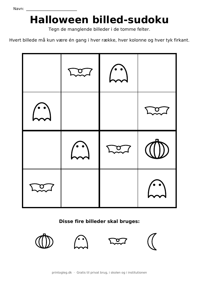 Halloween billed-sudoku til print