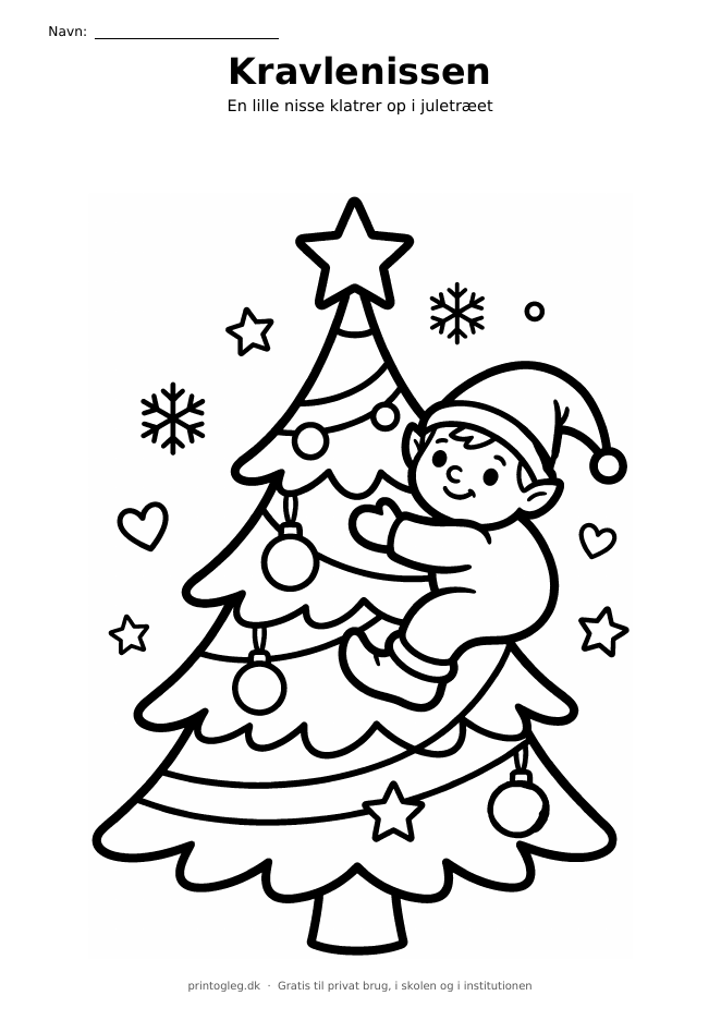 Kravlenisse i juletræet – gratis til print