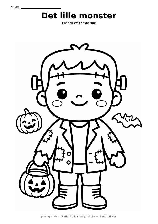 Lille monster malebillede – gratis til print