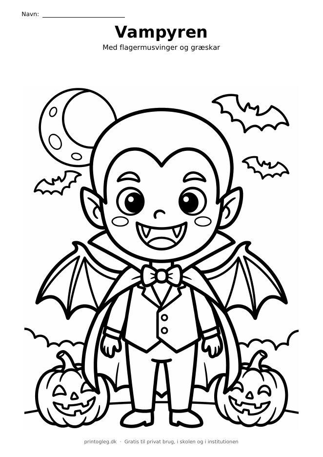 Vampyr med vinger malebillede – gratis til print