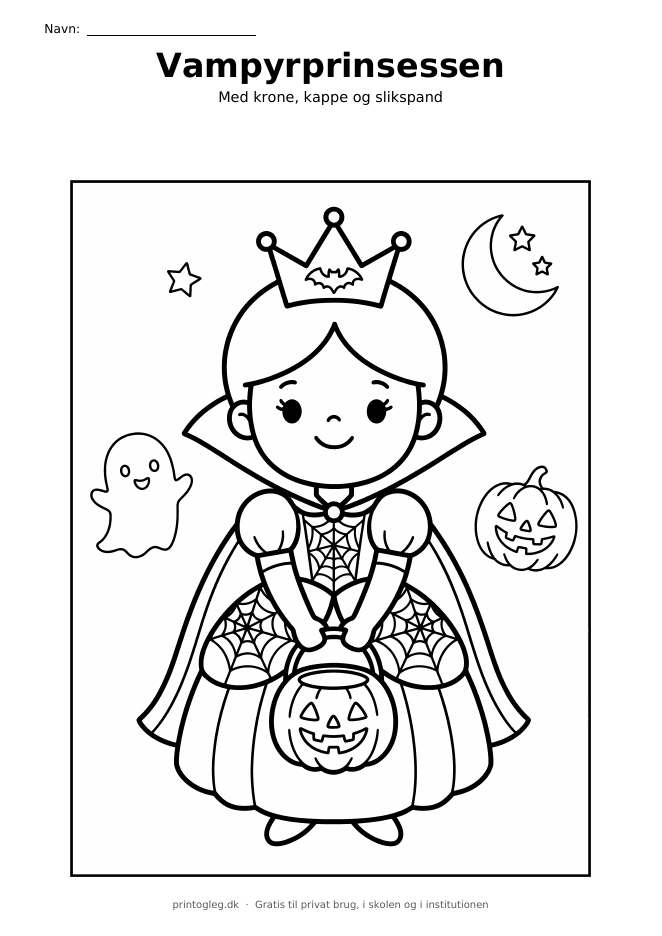 Vampyrprinsesse malebillede – gratis til print
